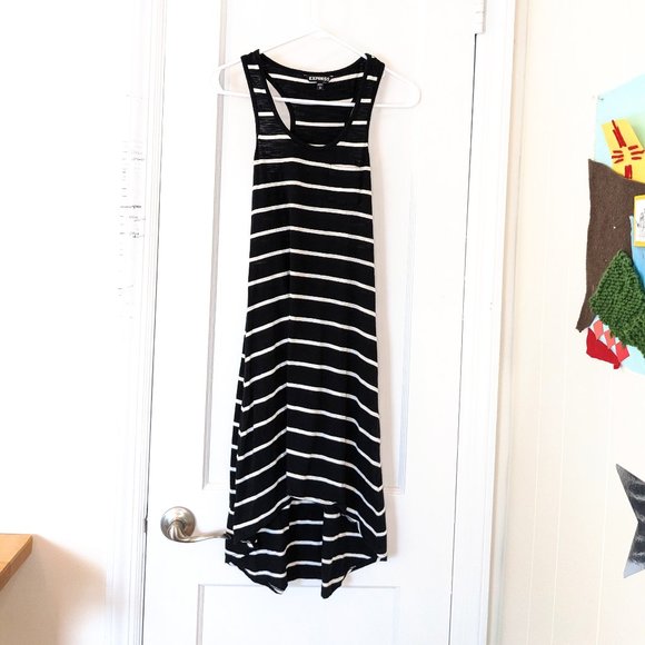 Express Jersey Knit Tank Dress with Breast Pocket & High Low Hem - Picture 6 of 7